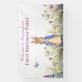 Personaliseer Peter het konijn Eerste Verjaardagsf Spandoek (Verticaal)