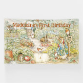 Personaliseer Peter het konijn Eerste Verjaardagsf Spandoek (Horizontaal)