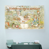 Personaliseer Peter het konijn Eerste Verjaardagsf Spandoek (Beurs)