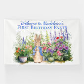 Personaliseer Peter het konijn Eerste Verjaardagsf Spandoek (Horizontaal)