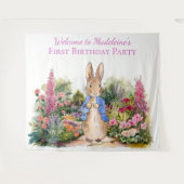 Personaliseer Peter het konijn Eerste Verjaardagsf Wandkleed (Voorkant (horizontaal))