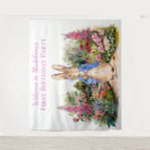 Personaliseer Peter het konijn Eerste Verjaardagsf Wandkleed (Voorkant)