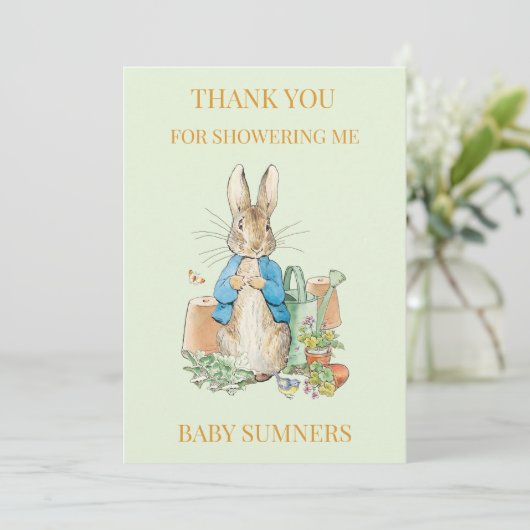 Personaliseer Peter het konijn Foto Dank u Bedankkaart (Staand voorkant)