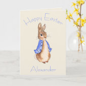 Personaliseer Peter het konijn Gelukkig Pasen Kaart (Gele Bloem)