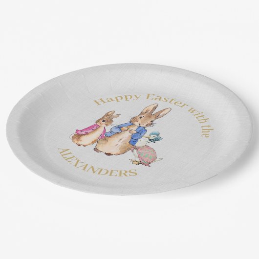 Personaliseer Peter het konijn Gelukkig Pasen Papieren Bordje (Gekanteld)