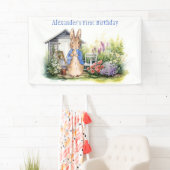 Personaliseer Peter het konijn in een tuin Spandoek (Insitu)