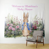 Personaliseer Peter het konijn in tuin baby shower Wandkleed (In Situ (horizontaal))