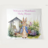 Personaliseer Peter het konijn in tuin baby shower Wandkleed (Voorkant (horizontaal))
