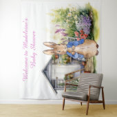 Personaliseer Peter het konijn in tuin baby shower Wandkleed (In situ)
