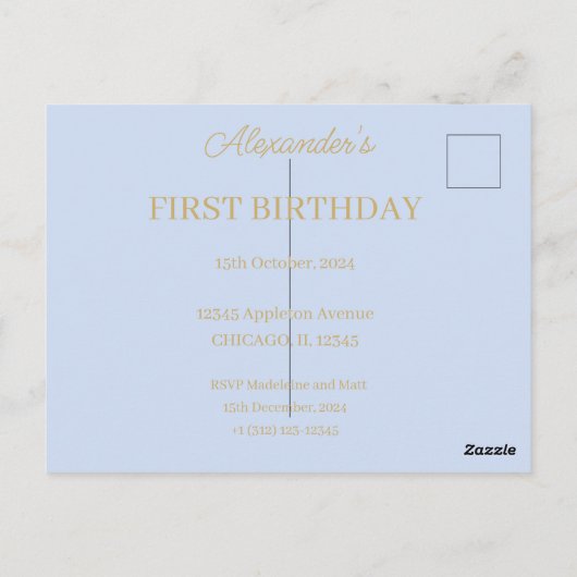 Personaliseer Peter konijn 1e verjaardagsuitnodigi Briefkaart (Achterkant)