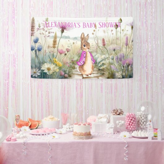 Personaliseer Peter konijn Baby shower Spandoek (Feest)