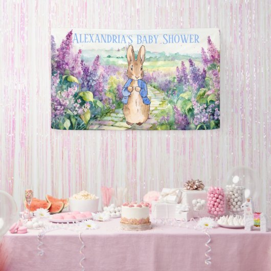 Personaliseer Peter konijn Baby shower Spandoek (Feest)