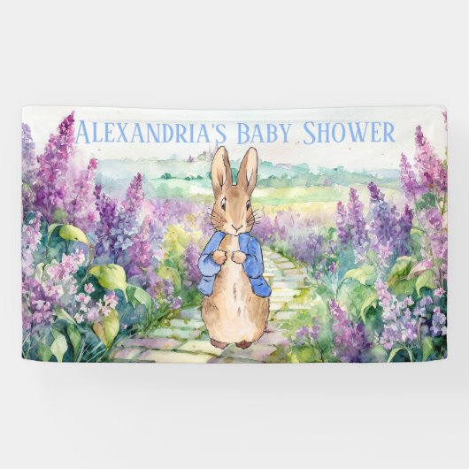 Personaliseer Peter konijn Baby shower Spandoek (Horizontaal)