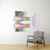 Personaliseer Peter konijn en Flopsy Baby shower Wandkleed (In Situ (horizontaal))