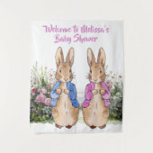 Personaliseer Peter konijn en Flopsy Baby shower Wandkleed (Voorkant)