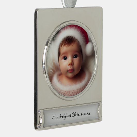 Personaliseer Photo Framed Ornament Verzilverd Banner Ornament (Rechts)