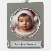 Personaliseer Photo Framed Ornament Verzilverd Banner Ornament (Voorkant)