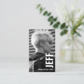 Personaliseer Photo Minimalist Haarstylist Salon Visitekaartje (Staand voorkant)