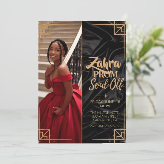 Personaliseer Photo Prom Verstuur Elegant Afstuder Kaart (Staand voorkant)