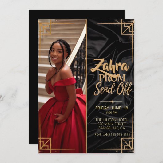 Personaliseer Photo Prom Verstuur Elegant Afstuder Kaart (Voorkant / Achterkant)