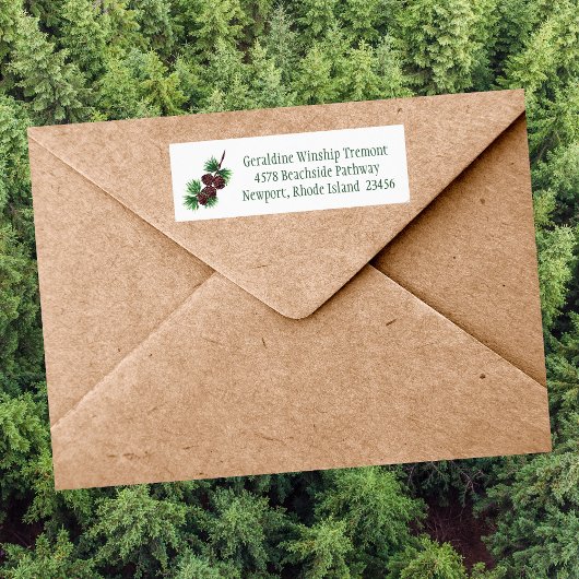 Personaliseer Pinecone Holiday Return Adres Label