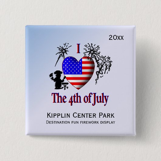 Personaliseer Pins Ik hou van 4 juli Vierkante Button 5,1 Cm (Voorkant)