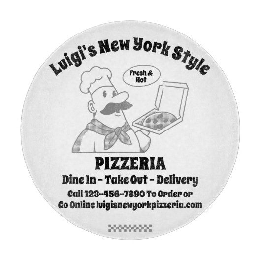 Personaliseer Pizza Restaurant Gedetailleerde Pizz Snijplank (Voorkant)