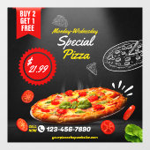 Personaliseer Pizza Shop Speciale Aanbieding Nacht Raamsticker (Vel)