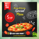 Personaliseer Pizza Shop Speciale Aanbieding Nacht Raamsticker (Vel 3)
