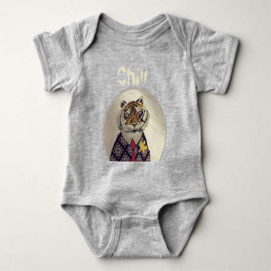 Personaliseer Plezier Relaxte Tijger Romper (Voorkant)