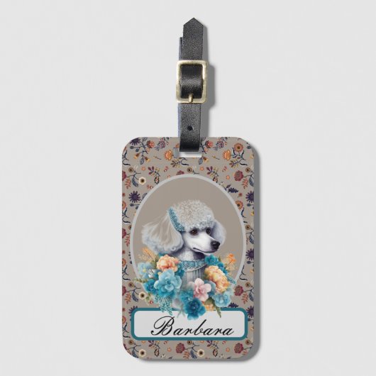 Personaliseer  poedel bagagelabel (Voorkant (verticaal))