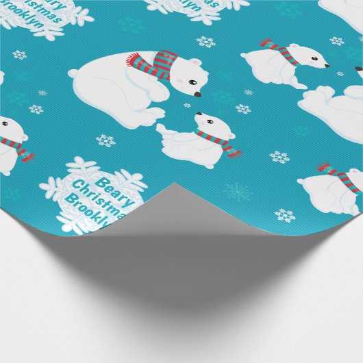 Personaliseer Polar Beer Cadeaupapier (Hoek)