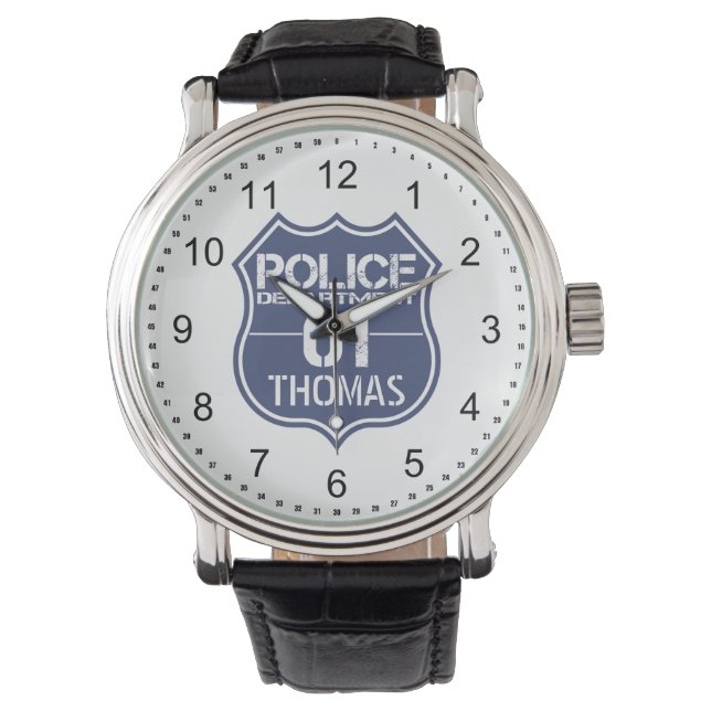 Personaliseer politieafdeling Shield 01 - Elke naa Horloge (Voorkant)