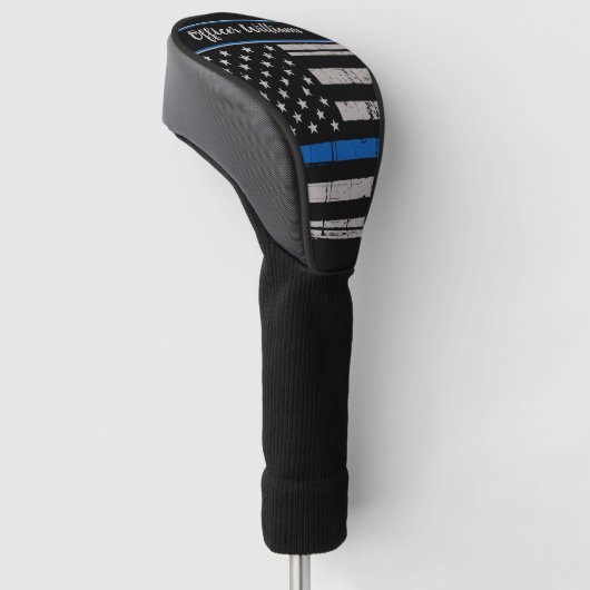 Personaliseer politiefunctionaris Thin Blue Line Golfheadcover (Schuin)