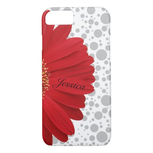 Personaliseer Polka Dot Red Daisy Case-Mate iPhone Case (Achterkant)