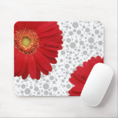 Personaliseer Polka Dot Red Daisy Muismat (Met muis)