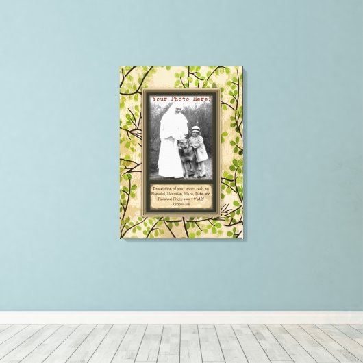 Personaliseer Portret in Spring Branches Faux Lijs Canvas Afdruk (Insitu (Houten vloer))