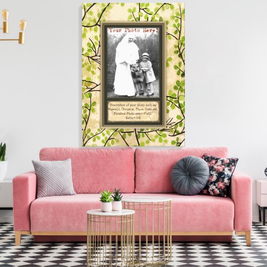 Personaliseer Portret in Spring Branches Faux Lijs Canvas Afdruk (Insitu (Woonkamer))