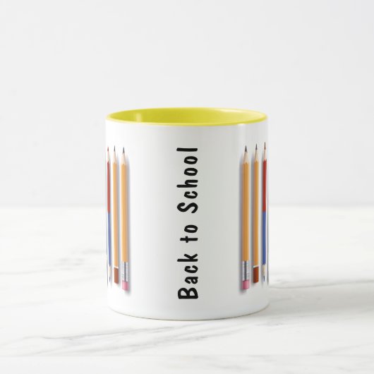 Personaliseer potlood, terug naar school mok (Midden)