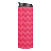 Personaliseer Preppy Pink Chevron Monogram Thermosbeker (Geroteerd rechts)
