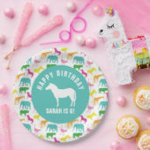 Personaliseer Preppy Zebra Safari Animal Birthday Papieren Bordje (Feest)