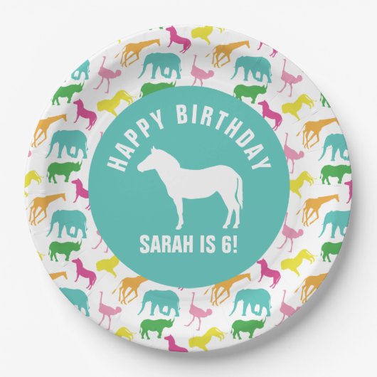 Personaliseer Preppy Zebra Safari Animal Birthday Papieren Bordje (Voorkant)