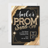 Personaliseer PROM SEND-OFF Sparkling Zwart en Gou Kaart (Voorkant)