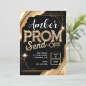 Personaliseer PROM SEND-OFF Sparkling Zwart en Gou Kaart (Staand voorkant)