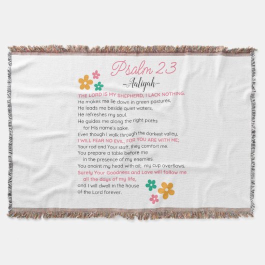 Personaliseer Psalm 23-NIV Bijbelse Schriftbloemen Deken (Voorkant)