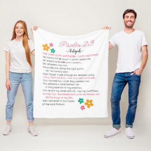 Personaliseer Psalm 23-NIV Bijbelse Schriftbloemen Fleece Deken