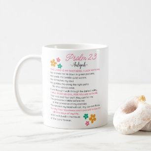 Personaliseer Psalm 23-NIV Bijbelse Schriftbloemen Koffiemok