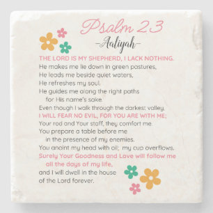 Personaliseer Psalm 23-NIV Bijbelse Schriftbloemen Stenen Onderzetter