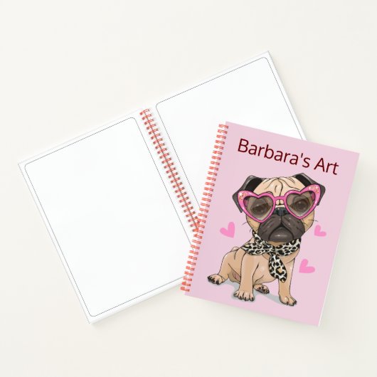 Personaliseer Pug schets Notitieboek (Binnen)