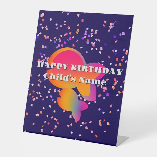 Personaliseer Rainbow Fish Kinder Happy Birthday Reclamebord Met Voetstuk (Voorkant)